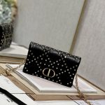 Dior Caro Macrocannage Pouch Black/White For Women 7.5in/19.5cm S5135BNHH_M900