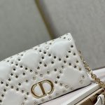 Dior Caro Macrocannage Pouch Black/White For Women 7.5in/19.5cm S5135BNHH_M900