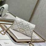 Dior Caro Macrocannage Pouch Black/White For Women 7.5in/19.5cm S5135BNHH_M900