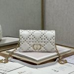 Dior Caro Macrocannage Pouch Black/White For Women 7.5in/19.5cm S5135BNHH_M900