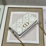 Dior Caro Macrocannage Pouch Black/White For Women 7.5in/19.5cm S5135BNHH_M900