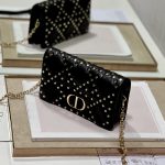 Dior Caro Macrocannage Pouch Black/White For Women 7.5in/19.5cm S5135BNHH_M900