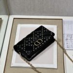 Dior Caro Macrocannage Pouch Black/White For Women 7.5in/19.5cm S5135BNHH_M900