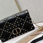 Dior Caro Macrocannage Pouch Black/White For Women 7.5in/19.5cm S5135BNHH_M900