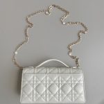 Dior Lady Top Handle Clutch Beige/Black/White For Women 8.5in/21cm S0980ONMJ_M49P