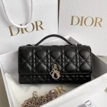 Dior Lady Top Handle Clutch Beige/Black/White For Women 8.5in/21cm S0980ONMJ_M49P