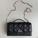 Dior Lady Top Handle Clutch Beige/Black/White For Women 8.5in/21cm S0980ONMJ_M49P