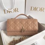Dior Lady Top Handle Clutch Beige/Black/White For Women 8.5in/21cm S0980ONMJ_M49P