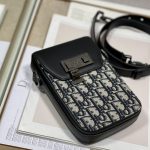 Dior Saddle Vertical Pouch With Strap Beige/Black For Women 8.5in/22cm 2ADCA446YKS_H27E