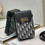 Dior Saddle Vertical Pouch With Strap Beige/Black For Women 8.5in/22cm 2ADCA446YKS_H27E