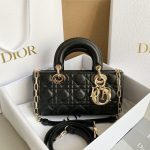 Christian Dior Small Lady D-Joy Bag Black For Women 9in/22cm