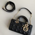 Christian Dior Small Lady D-Joy Bag Black For Women 9in/22cm