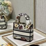 Dior Mini Lady D-Lite Bag White/Black For Women 6.5in/17cm