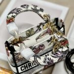 Dior Mini Lady D-Lite Bag White/Black For Women 6.5in/17cm