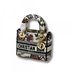 Dior Mini Lady D-Lite Bag White/Black For Women 6.5in/17cm