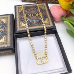 Dior Necklace Engraved Storage Gold For Women