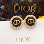 Dior Petit CD Stud Earrings Black For Women E1835PTCVE_D307