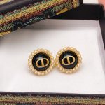 Dior Petit CD Stud Earrings Black For Women E1835PTCVE_D307