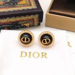 Dior Petit CD Stud Earrings Black For Women E1835PTCVE_D307