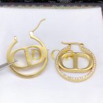 Dior Rhinestone Glossy Earrings Gold For Women