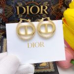 Dior Rhinestone Glossy Earrings Gold For Women