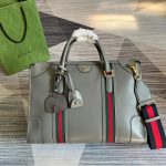 Gucci Large Bauletto Top Handle Bag With Double G Grey/Brown For Men 15.7in/40cm