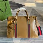 Gucci Large Bauletto Top Handle Bag With Double G Grey/Brown For Men 15.7in/40cm
