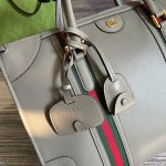 Gucci Large Bauletto Top Handle Bag With Double G Grey/Brown For Men 15.7in/40cm