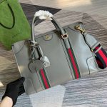 Gucci Large Bauletto Top Handle Bag With Double G Grey/Brown For Men 15.7in/40cm