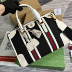 Gucci Medium Bauletto Top Handle Bag With Double G Brown/White For Men 13.4in/34cm