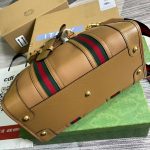 Gucci Medium Bauletto Top Handle Bag With Double G Brown/White For Men 13.4in/34cm