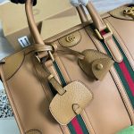 Gucci Medium Bauletto Top Handle Bag With Double G Brown/White For Men 13.4in/34cm