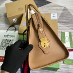 Gucci Medium Bauletto Top Handle Bag With Double G Brown/White For Men 13.4in/34cm