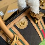 Gucci Small Bauletto Top Handle Bag With Double G Brown/Grey For Men 10.6in/27cm