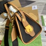 Gucci Small Bauletto Top Handle Bag With Double G Brown/Grey For Men 10.6in/27cm