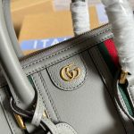 Gucci Small Bauletto Top Handle Bag With Double G Brown/Grey For Men 10.6in/27cm