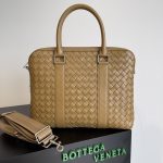 Bottega Veneta Slim Classic Intrecciato Briefcase Black/Dark Grey/Brown For Women‎ 14.2in/36cm 690702V0E528803