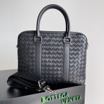 Bottega Veneta Slim Classic Intrecciato Briefcase Black/Dark Grey/Brown For Women‎ 14.2in/36cm 690702V0E528803