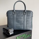Bottega Veneta Slim Classic Intrecciato Briefcase Black/Dark Grey/Brown For Women‎ 14.2in/36cm 690702V0E528803