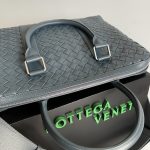 Bottega Veneta Slim Classic Intrecciato Briefcase Black/Dark Grey/Brown For Women‎ 14.2in/36cm 690702V0E528803