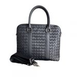Bottega Veneta Slim Classic Intrecciato Briefcase Black/Dark Grey/Brown For Women‎ 14.2in/36cm 690702V0E528803