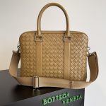Bottega Veneta Slim Classic Intrecciato Briefcase Black/Dark Grey/Brown For Women‎ 14.2in/36cm 690702V0E528803