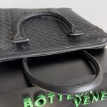 Bottega Veneta Slim Classic Intrecciato Briefcase Black/Dark Grey/Brown For Women‎ 14.2in/36cm 690702V0E528803
