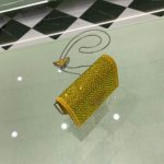 Prada Cardholder With Shoulder Strap And Crystals Bag Black/ Yellow For Women 4.5 in/ 11.5 cm 1MR024_2AWL_F0T7O