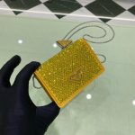 Prada Cardholder With Shoulder Strap And Crystals Bag Black/ Yellow For Women 4.5 in/ 11.5 cm 1MR024_2AWL_F0T7O