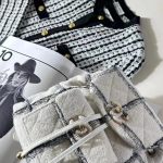Chanel CC Backpack Bag Black/ White For Women 9.4 in / 24 cm  AS3615 B09679 NJ601