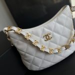 Chanel CC Hobo Bag White/Green Khaki For Women 9.4 in / 24 cm
