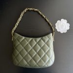 Chanel CC Hobo Bag White/Green Khaki For Women 9.4 in / 24 cm