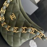 Chanel CC Hobo Bag White/Green Khaki For Women 9.4 in / 24 cm