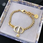 Dior CD Navy Bracelet Gold Tone For Women